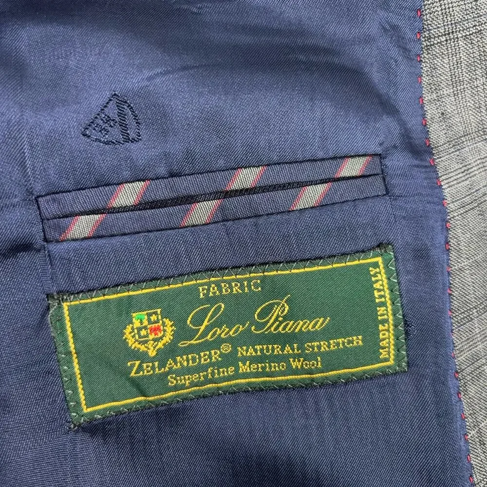 Daniel Cremieux Loro Piana Wool Blazer Men 50R Gray Glen Plaid Sport Jacket Coat